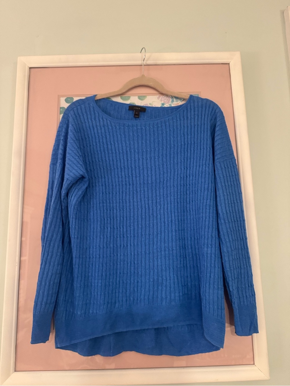 J. Crew Bright Blue Ribbed Scoop Neck Sweater
